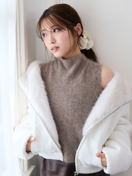 【HIGH QUALITY】ウールミンクノースリプルオーバー