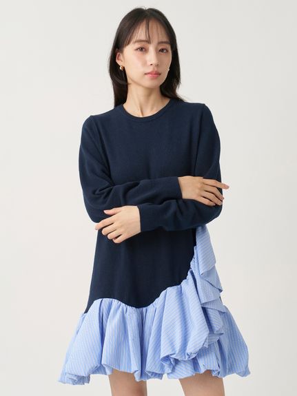 リボンタイペプラムチュニックワンピース