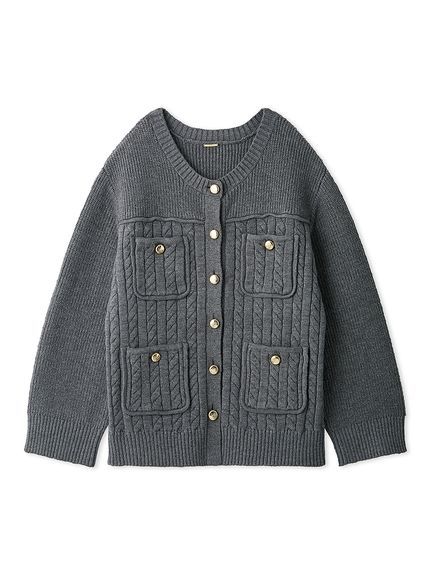 【セットアップ対応】金ボタンミドルカーディガン