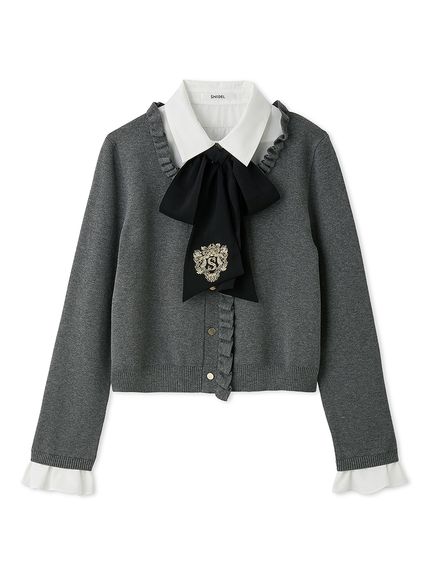 ロゴボウタイドッキングフリルカーディガン