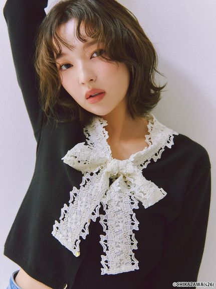 【SNIDEL×近沢レース店】コラボボウタイニットカーディガン