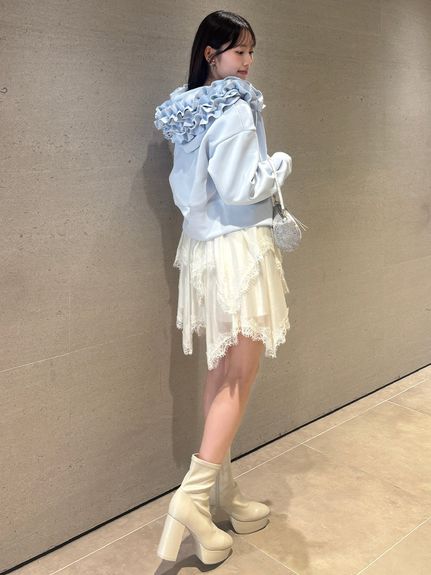 【多色展開】フリルショートジップパーカー