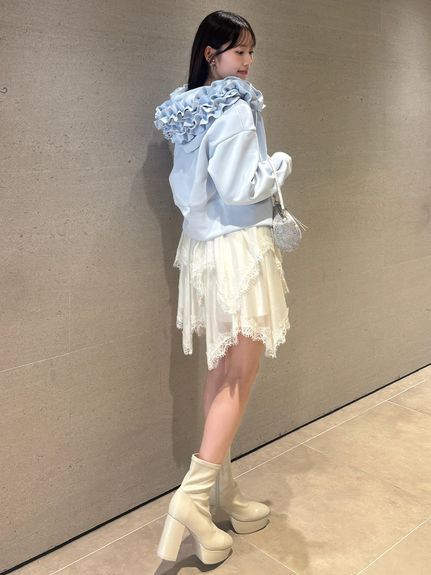【多色展開】フリルショートジップパーカー