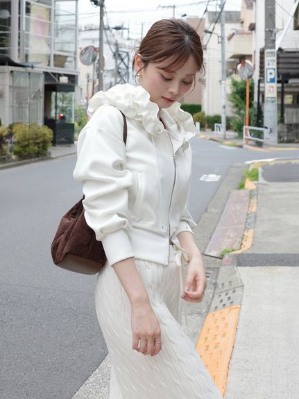 【多色展開】フリルショートジップパーカー