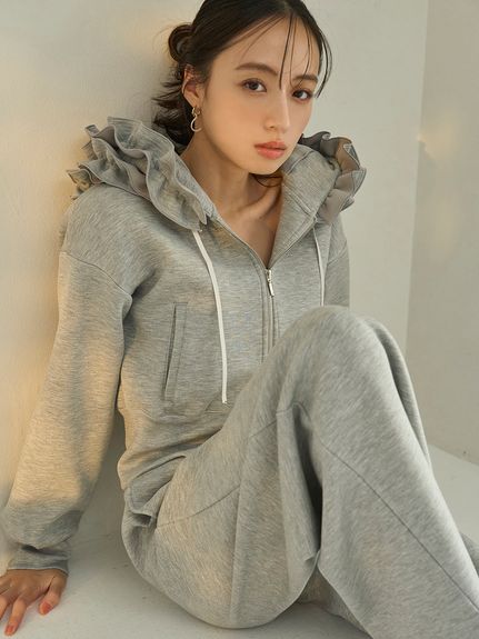 【多色展開】フリルショートジップパーカー