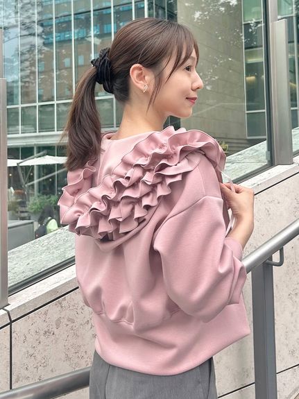 【多色展開】フリルショートジップパーカー