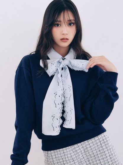 【USAGI ONLINE/ZOZO TOWN限定】エンブロイダリーボウタイスウェット