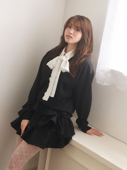 【USAGI ONLINE/ZOZO TOWN限定】エンブロイダリーボウタイスウェット