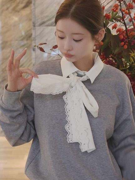 【USAGI ONLINE/ZOZO TOWN限定】エンブロイダリーボウタイスウェット