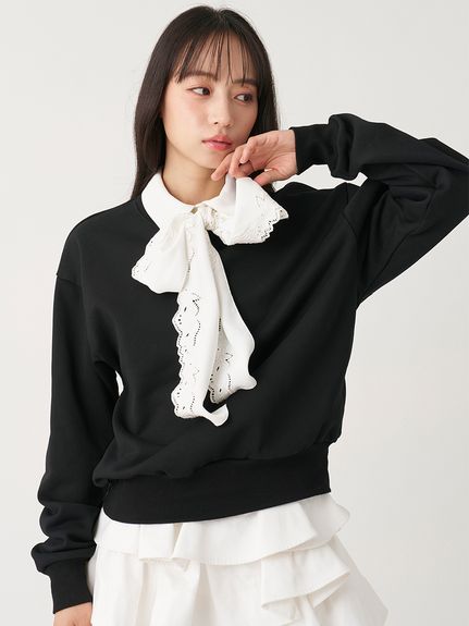 【USAGI ONLINE/ZOZO TOWN限定】エンブロイダリーボウタイスウェット
