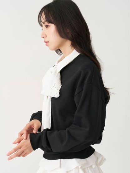 【USAGI ONLINE/ZOZO TOWN限定】エンブロイダリーボウタイスウェット