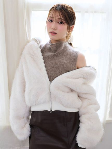【HIGH QUALITY】ウールミンクノースリプルオーバー