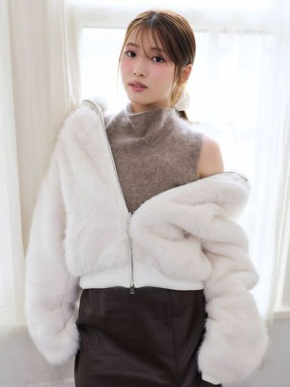 【HIGH QUALITY】ウールミンクノースリプルオーバー