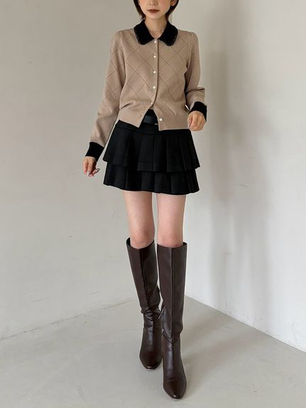 【USAGI ONLINE限定】アイレットアーガイルニットカーディガン