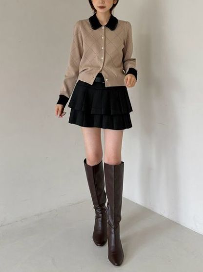 【USAGI ONLINE限定】アイレットアーガイルニットカーディガン