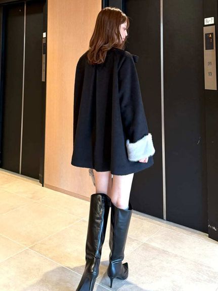 【WEB限定】ファー付きリボンブローチコート