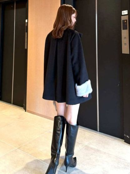 【WEB限定】ファー付きリボンブローチコート