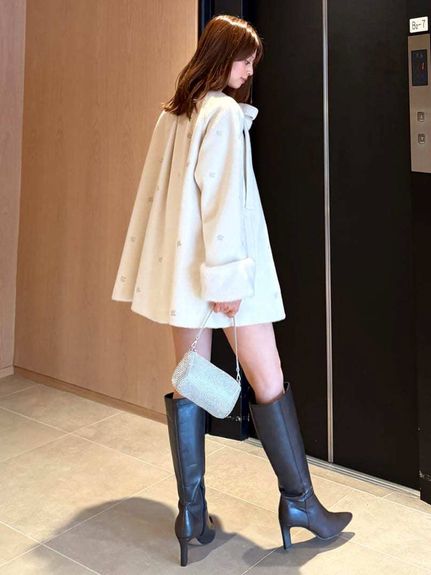 【WEB限定】ファー付きリボンブローチコート