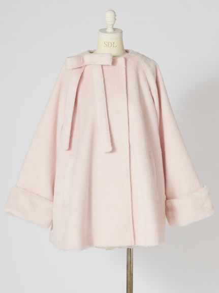 【WEB限定】ファー付きリボンブローチコート