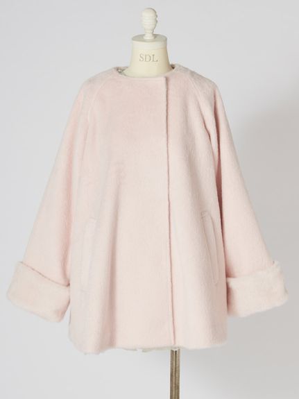 【WEB限定】ファー付きリボンブローチコート