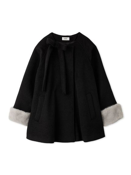 【WEB限定】ファー付きリボンブローチコート