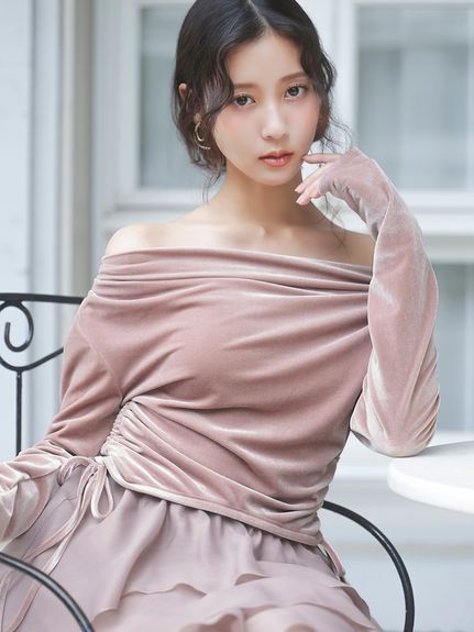 【WEB限定】カシュクールベロアドッキングワンピース