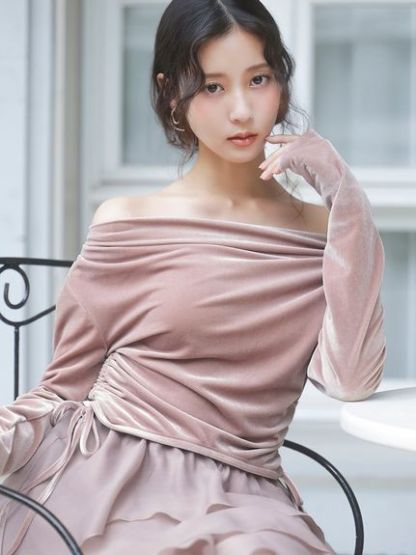 【WEB限定】カシュクールベロアドッキングワンピース