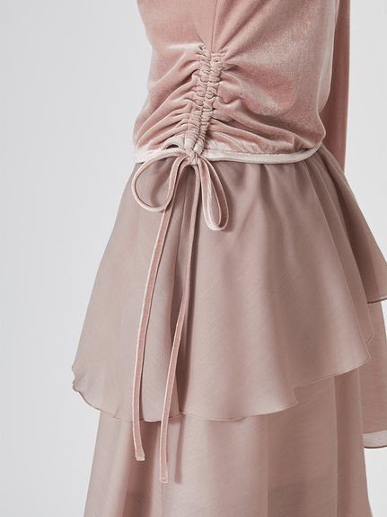【WEB限定】カシュクールベロアドッキングワンピース