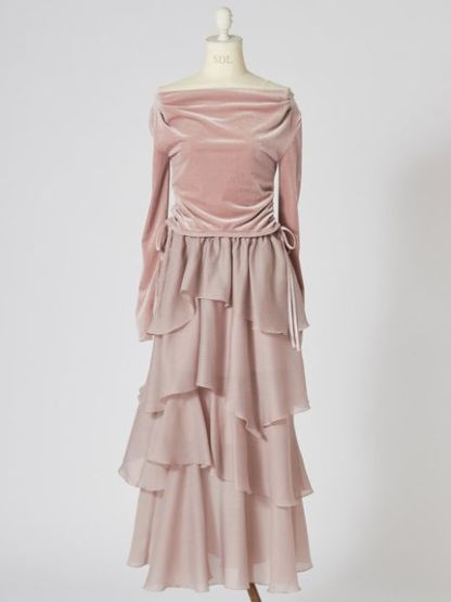 【WEB限定】カシュクールベロアドッキングワンピース