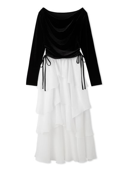 【WEB限定】カシュクールベロアドッキングワンピース