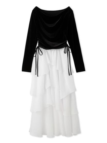 【WEB限定】カシュクールベロアドッキングワンピース