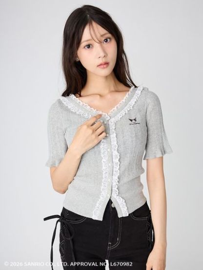 【クロミ】ワンポイントカーディガン