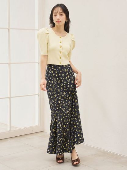 Sustainableフルーツプリントマーメイドスカート