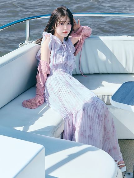 【販路限定サイズあり】Sustainableフリルプリーツワンピース