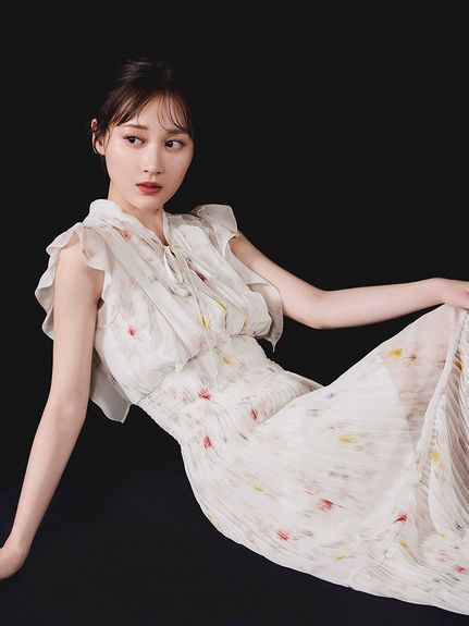 【販路限定サイズあり】Sustainableフリルプリーツワンピース