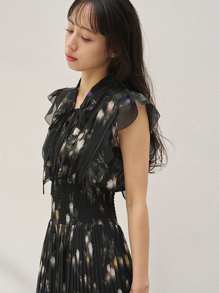 【販路限定サイズあり】Sustainableフリルプリーツワンピース