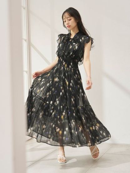 【販路限定サイズあり】Sustainableフリルプリーツワンピース