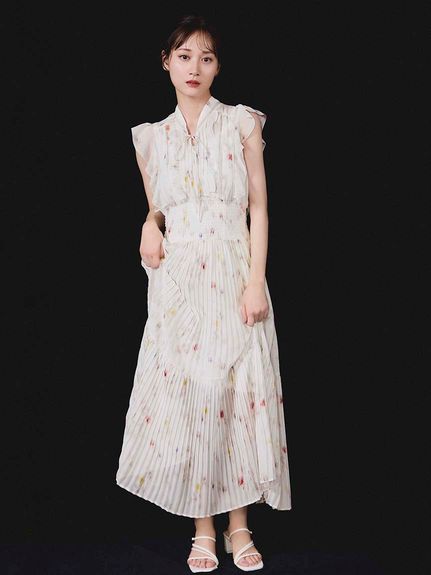 【販路限定サイズあり】Sustainableフリルプリーツワンピース