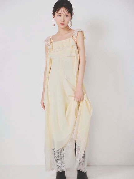 シルキーシフォンレースキャミワンピース