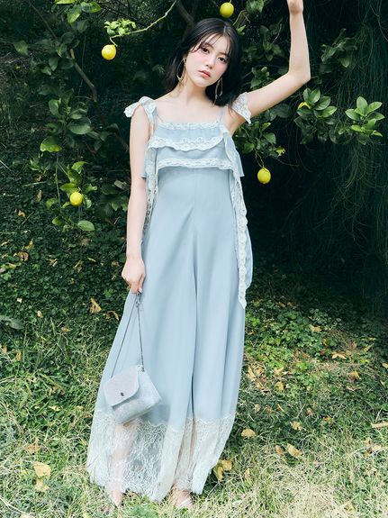 シルキーシフォンレースキャミワンピース
