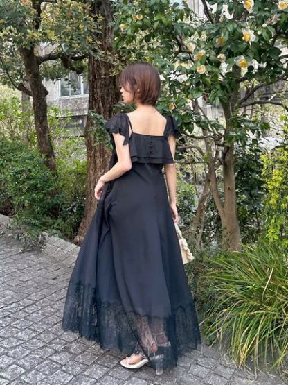 シルキーシフォンレースキャミワンピース