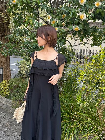 シルキーシフォンレースキャミワンピース
