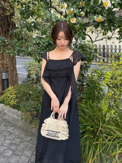シルキーシフォンレースキャミワンピース