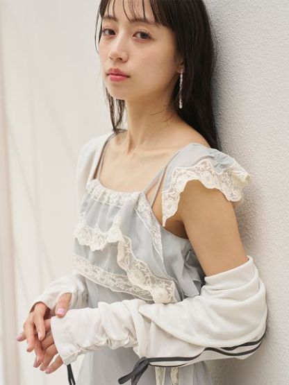 シルキーシフォンレースキャミワンピース