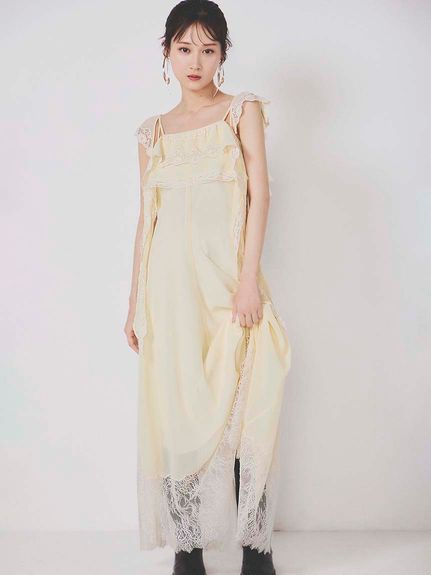 シルキーシフォンレースキャミワンピース