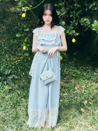 シルキーシフォンレースキャミワンピース