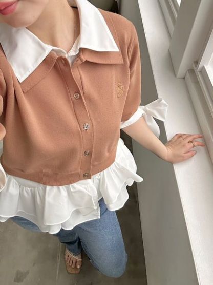 シャツレイヤードニットプルオーバー