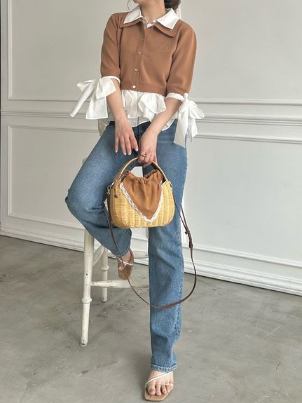 シャツレイヤードニットプルオーバー