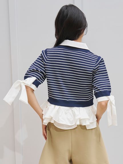 シャツレイヤードニットプルオーバー