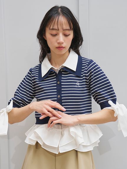 シャツレイヤードニットプルオーバー